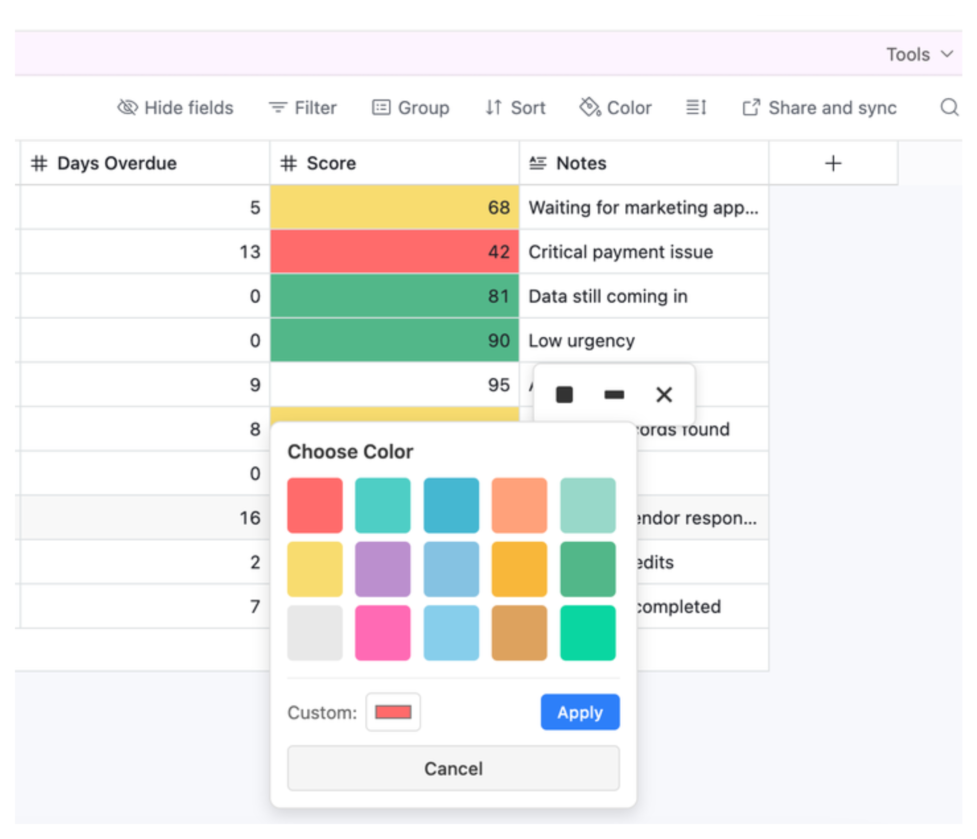 Color picker interface