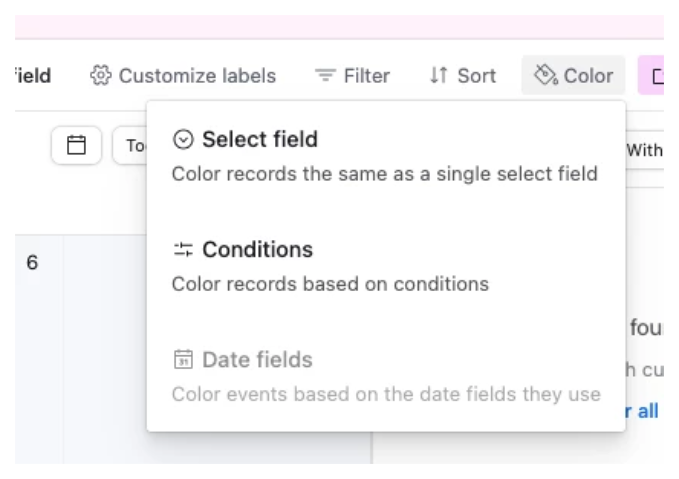 Setting color in calender view
