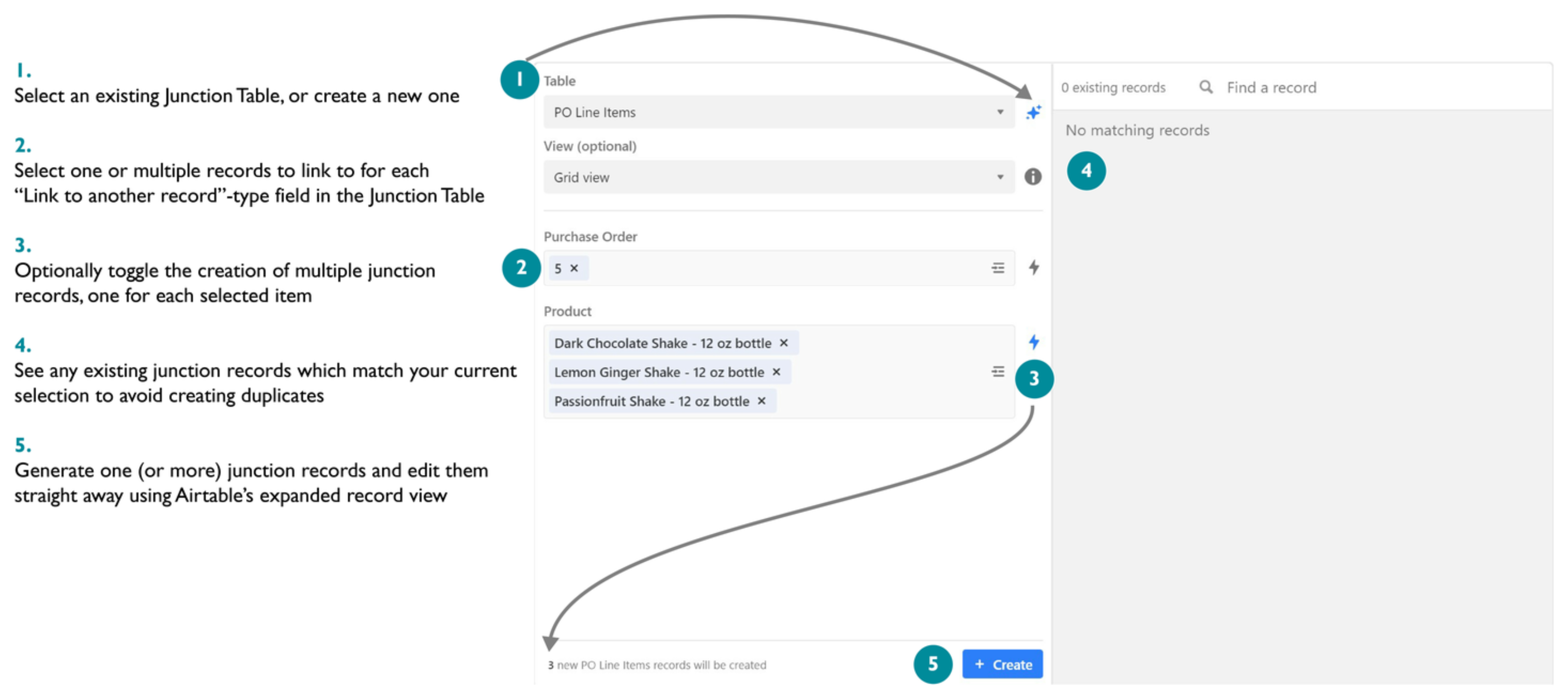 Junction Assistant Extension showing the record picker interface