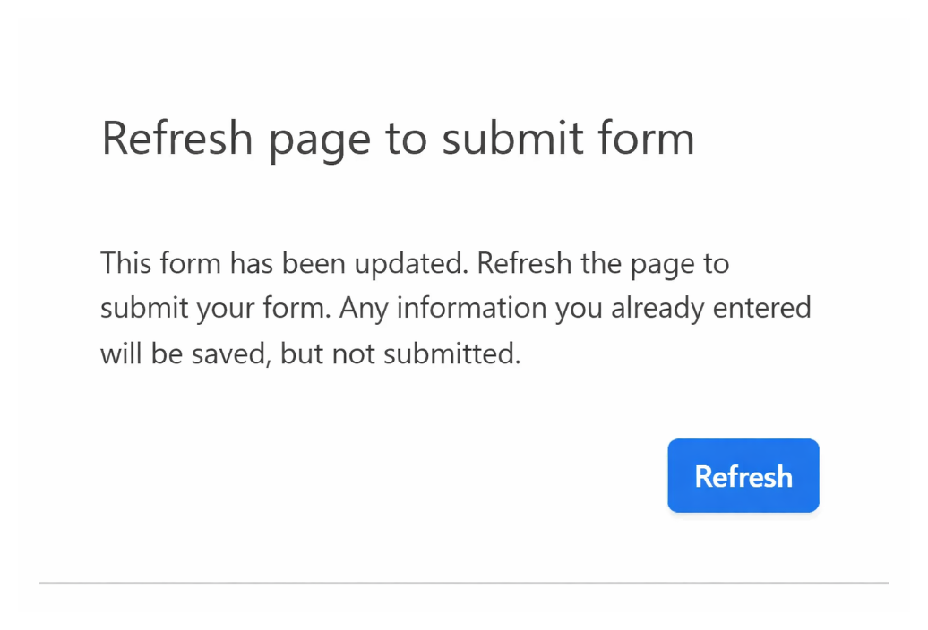 Refresh Page to Submit Form Error