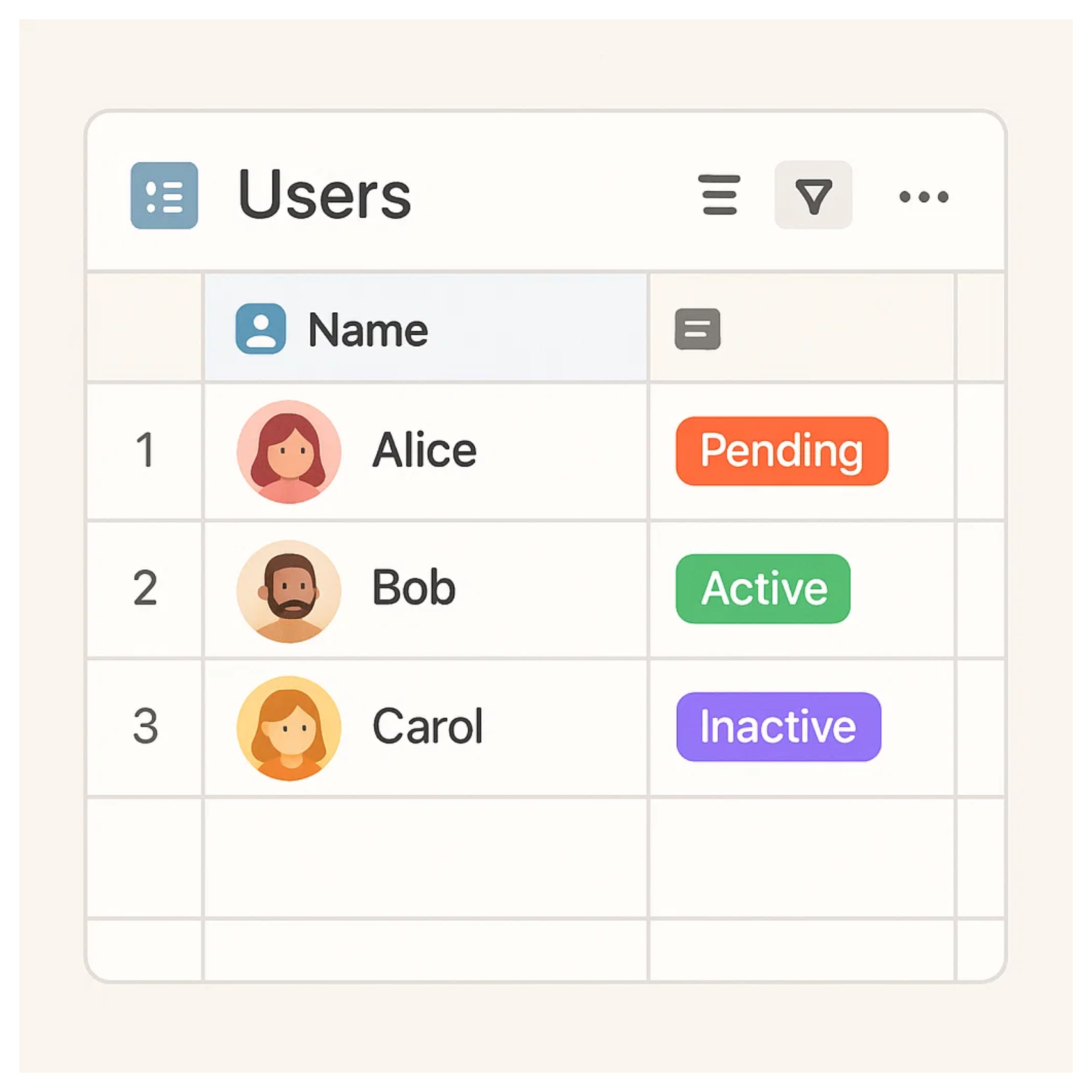 Create a Users Table