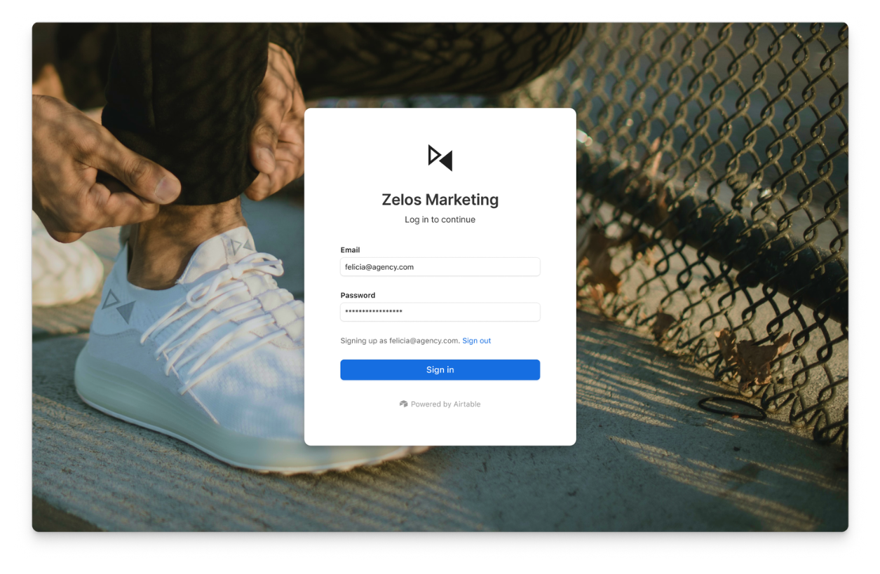 Airtable Portals invite screen showing email field and access level options