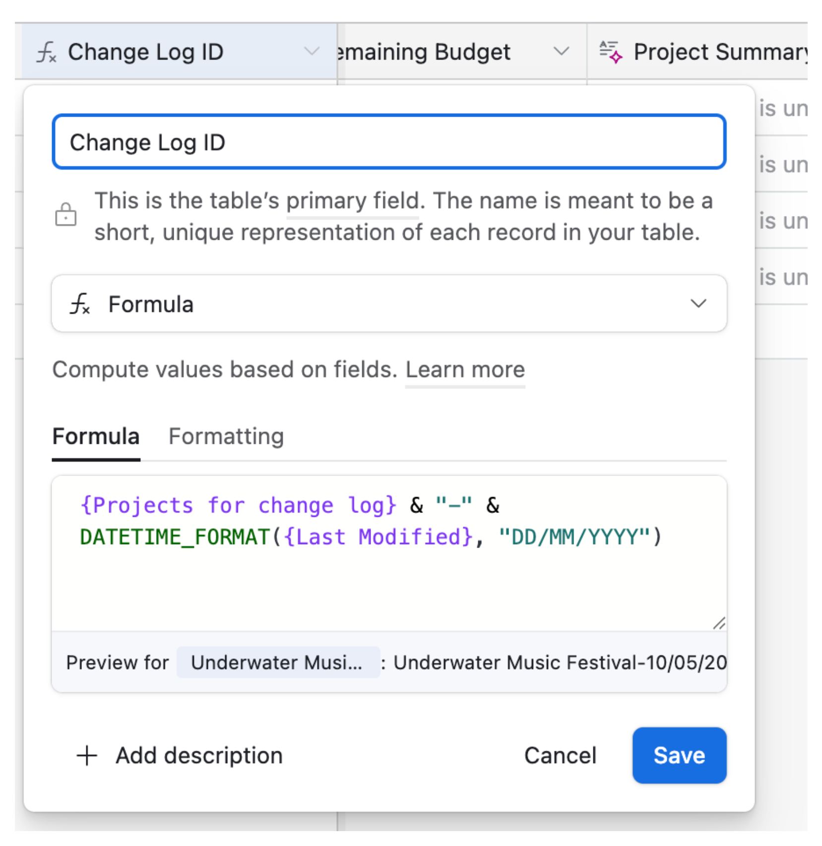 Create a unique and readable identifier for each log entry