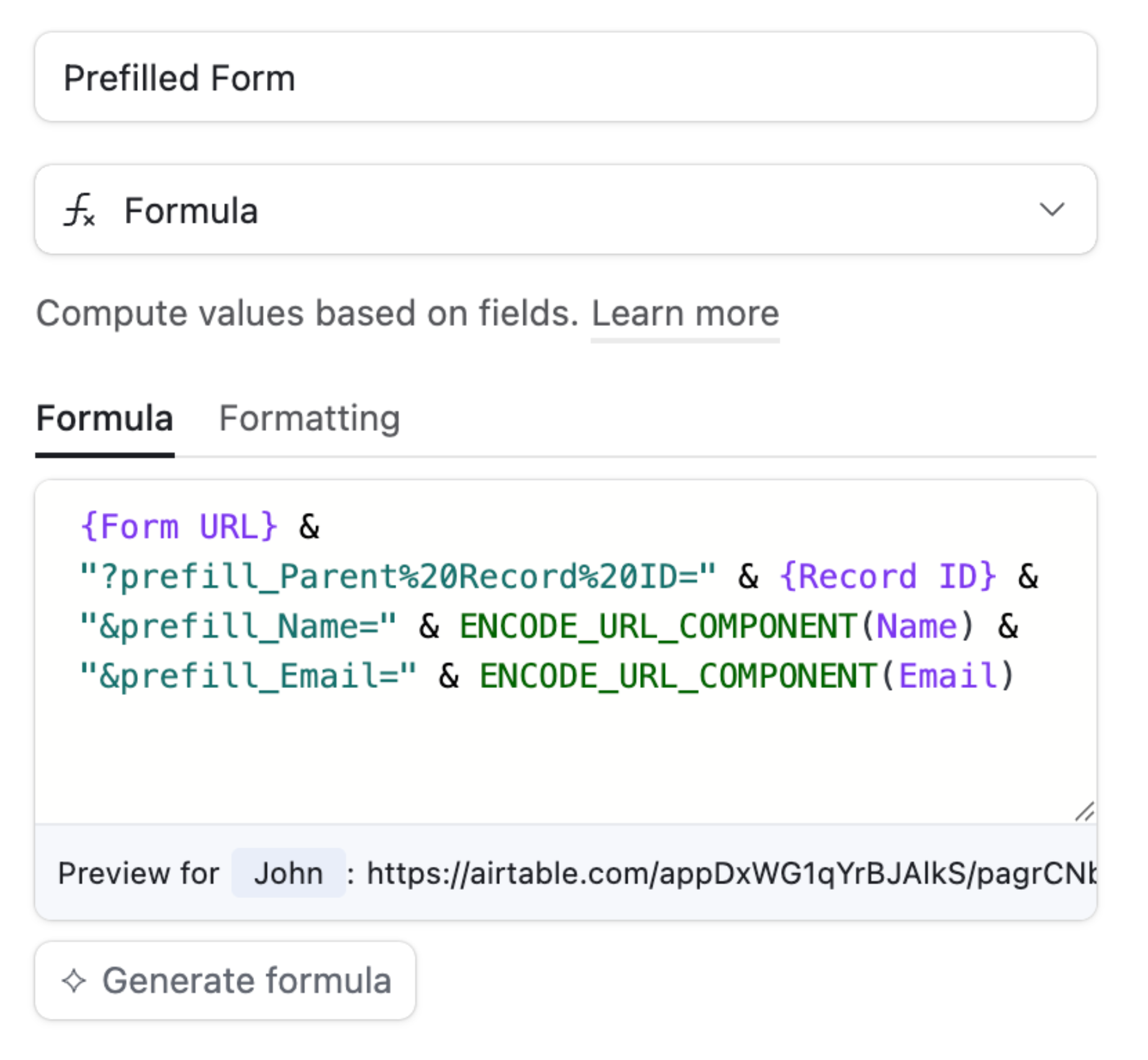 Create a Pre-filled Form Link