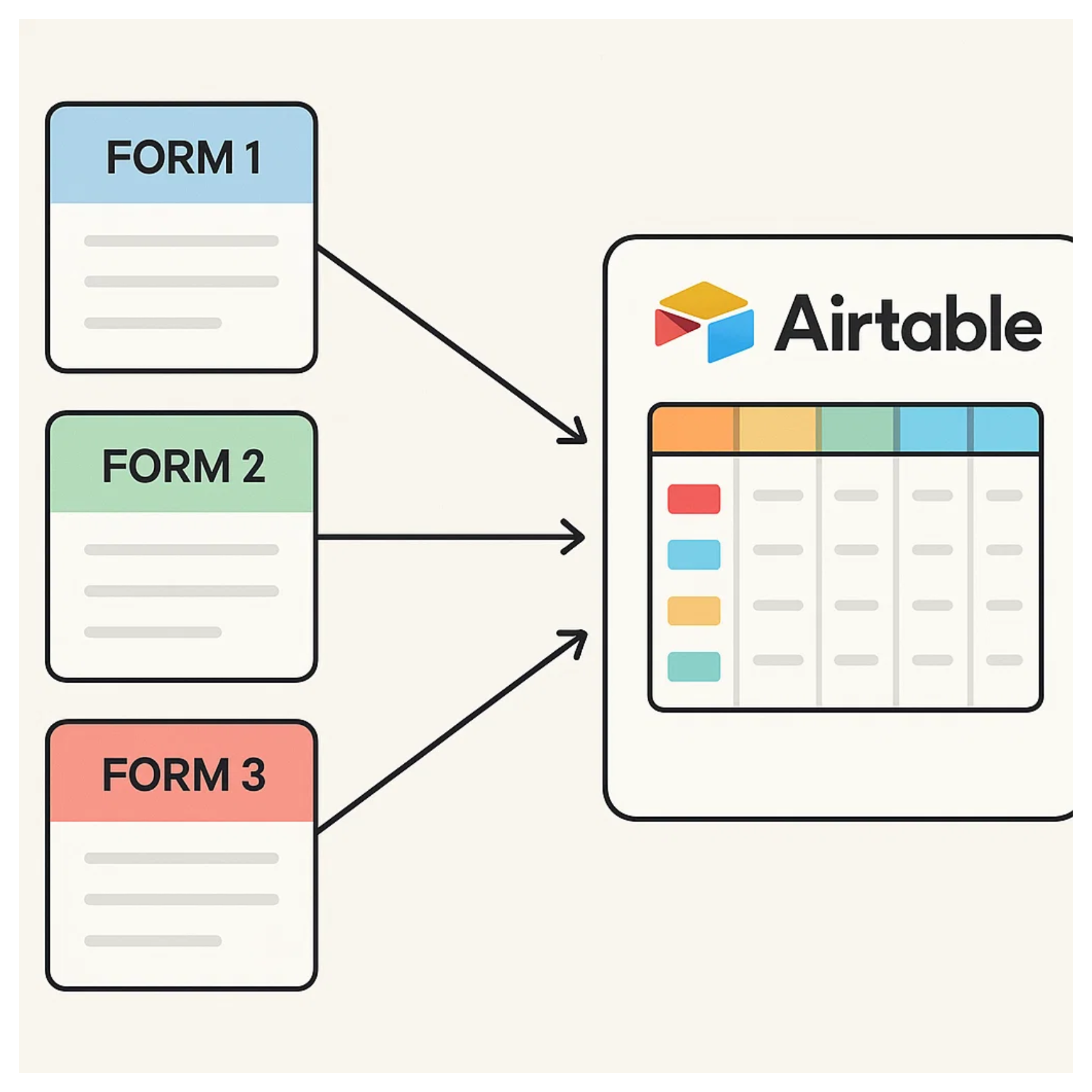 multiple forms that feed into the same table