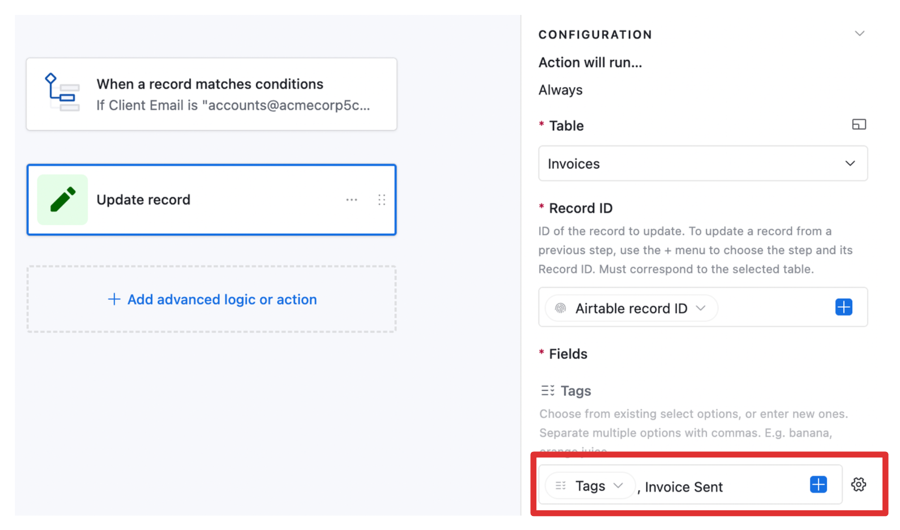 Steps to Append a Tag in a Multi Select Field