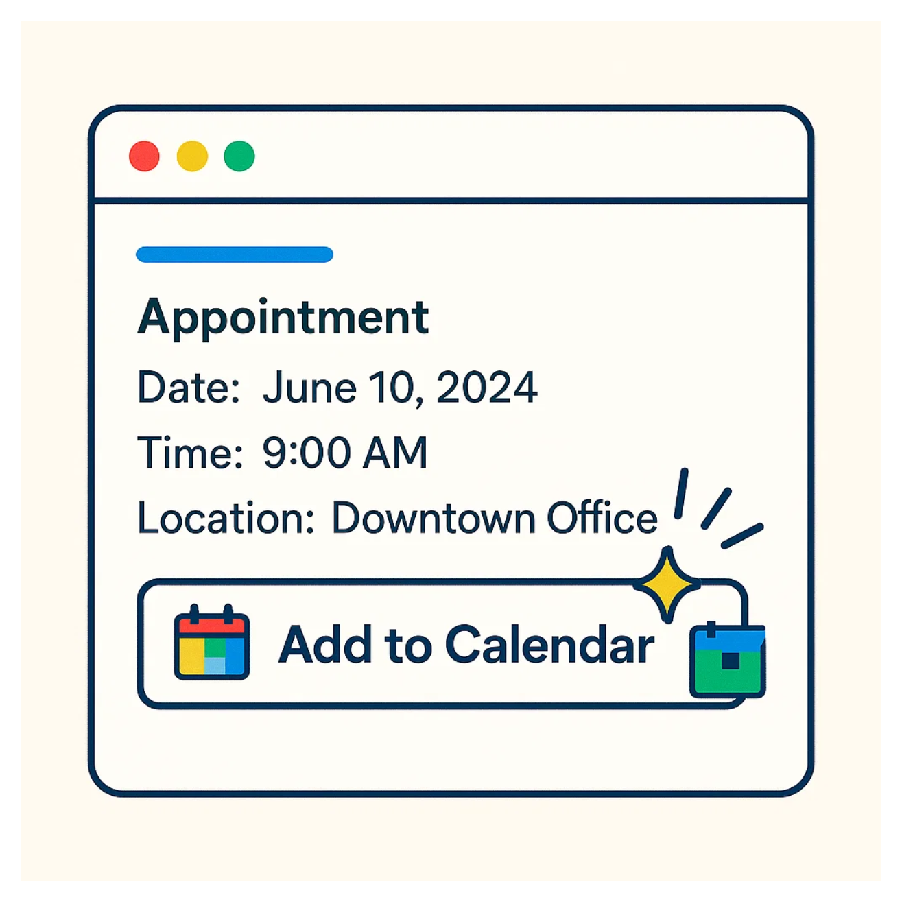 Confirmation email with calendar link