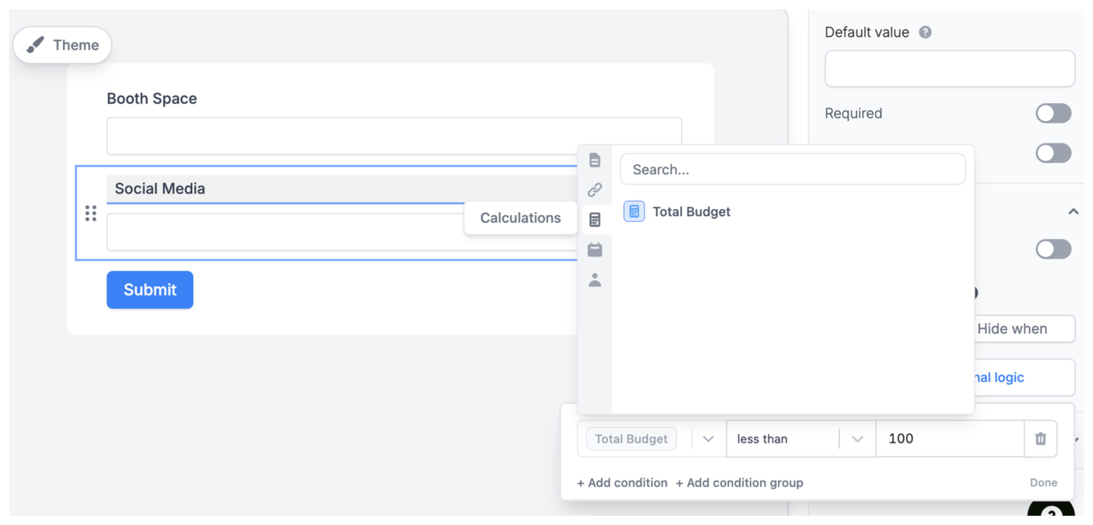 set conditions in form