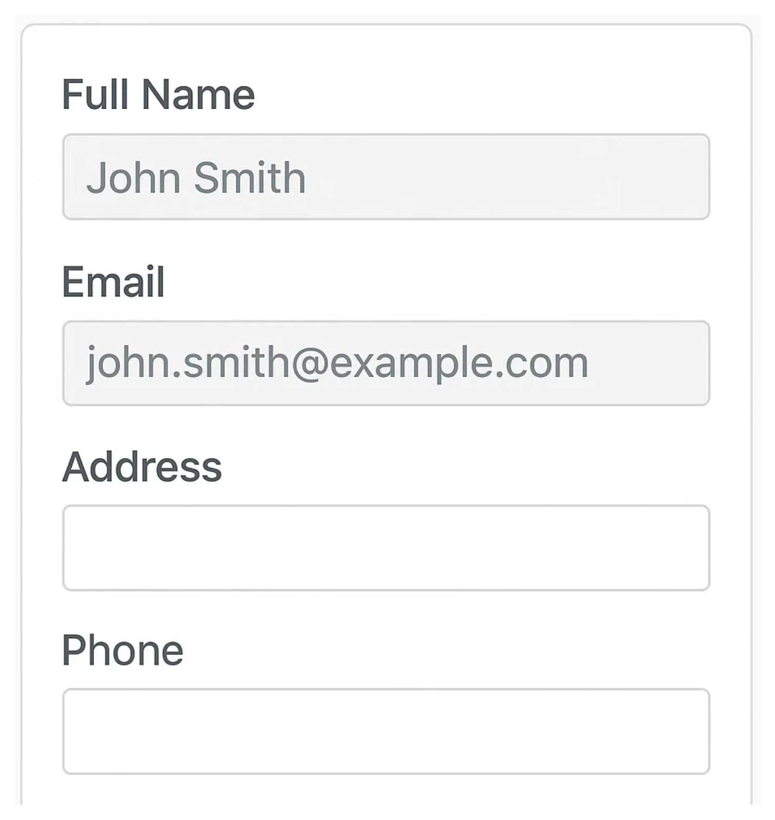 Prefilled, Read-Only Fields